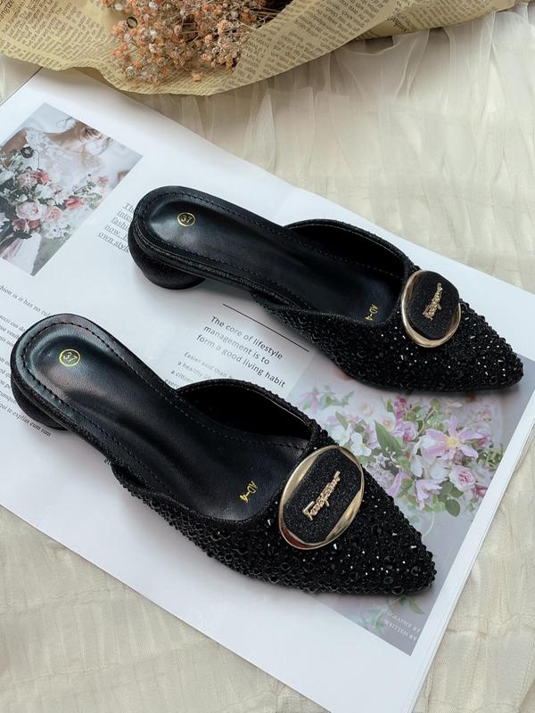 Women's Rhinestone Decorated Slip on Sandals, Casual Comfortable Sandals for Summer, All-match Commuter Shoes for Work & Daily Wear, Birthday Gift