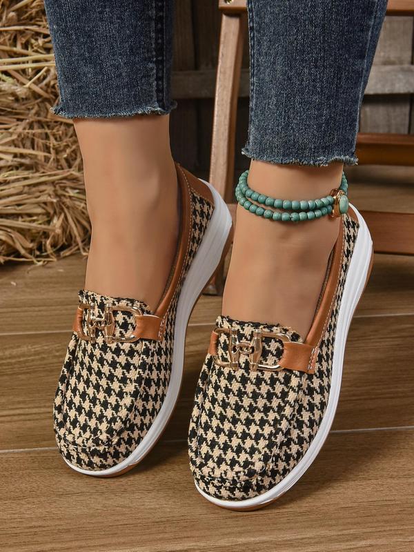 Women's Fashionable Colorblock Patchwork Design Slip on Walking Shoes, Casual Comfortable Non-slip Sole Loafers for Daily Wear, Female All-match Round Toe Shoes for Daily Wear