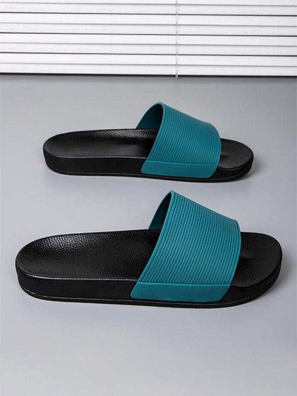 Men's Casual Colorblock Slides, 1 Pair Soft Comfortable Home Slippers, Non-slip Sports Soft Bottom Wear-resistant Beach Sandals