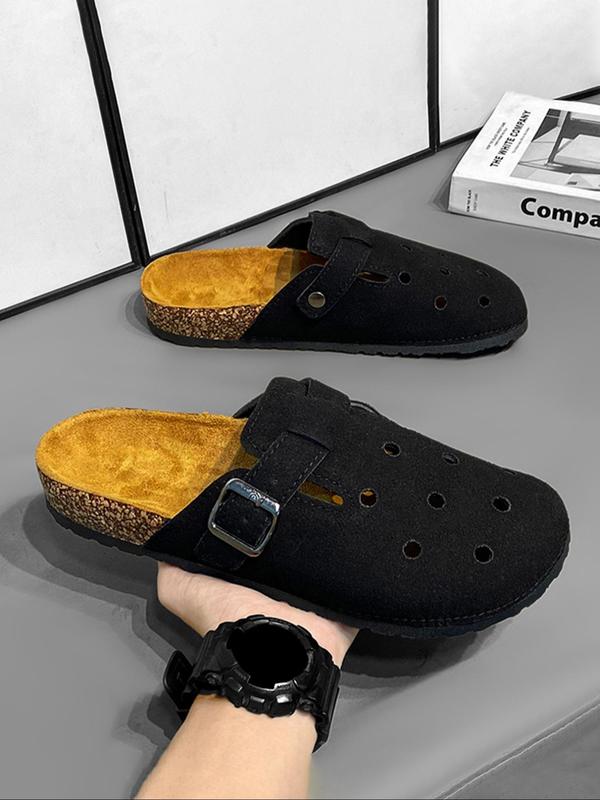 Men's Casual Solid Color Hollow Out Design Slippers, Fashionable Breathable Comfortable Slippers for Indoor Outdoor Wear, Male All-match Round Toe Shoes for Daily Wear