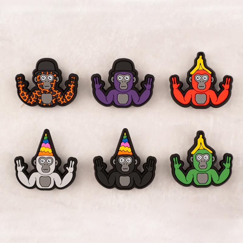 Gorilla Tag Shoe Charms Monkey 6PCS PVC Clog Pins Accessories Party Favors Birthday Gifts Holidays Decoration for Boys Women Girls