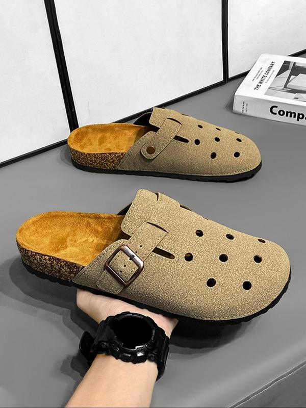 Men's Casual Solid Color Hollow Out Design Slippers, Fashionable Breathable Comfortable Slippers for Indoor Outdoor Wear, Male All-match Round Toe Shoes for Daily Wear