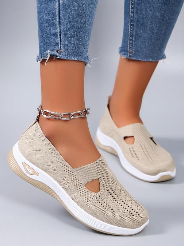 Women's Fashionable Hollow Out Design Slip on Sneakers, Casual Comfortable Breathable Lightweight Mesh Shoes, All-match Commuter Shoes for Work & Daily Wear, Shoes for Summer 2024