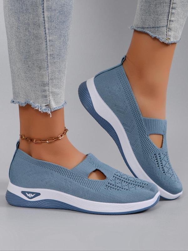 Women's Fashionable Hollow Out Design Slip on Sneakers, Casual Comfortable Breathable Lightweight Mesh Shoes, All-match Commuter Shoes for Work & Daily Wear, Shoes for Summer 2024