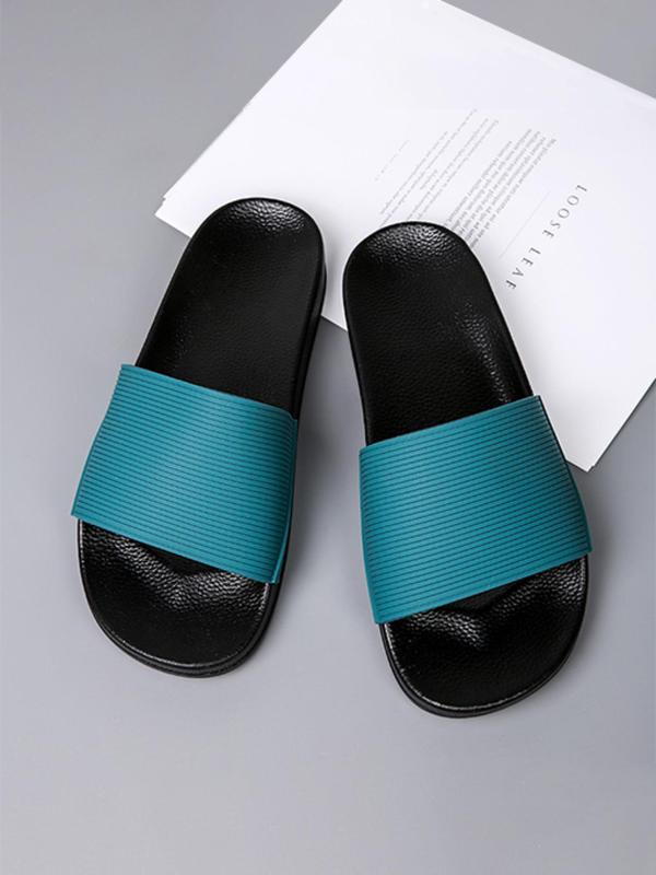 Men's Casual Colorblock Slides, 1 Pair Soft Comfortable Home Slippers, Non-slip Sports Soft Bottom Wear-resistant Beach Sandals