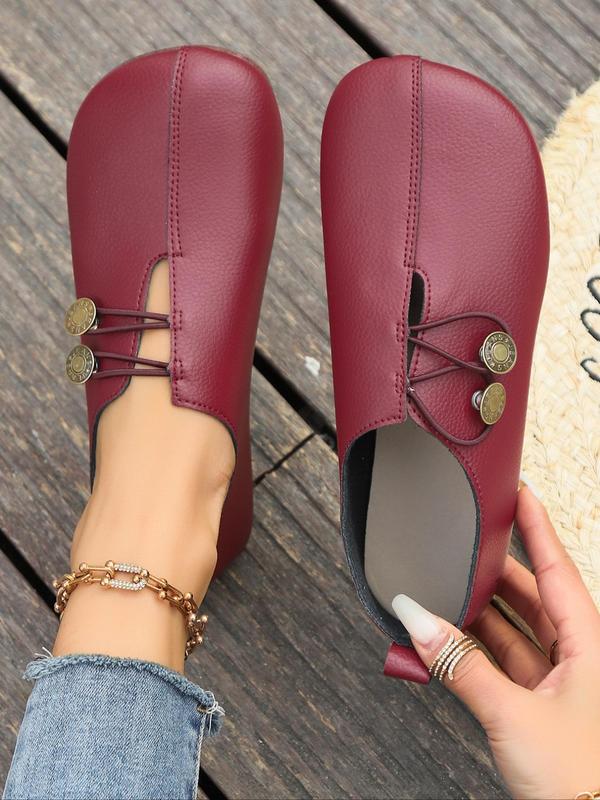 Women's Fashionable Solid Color Slip on Flats, 2024 New Style Casual Comfortable Flat Shoes for Daily Wear, Lightweight Breathable Shoes for Women & Girls