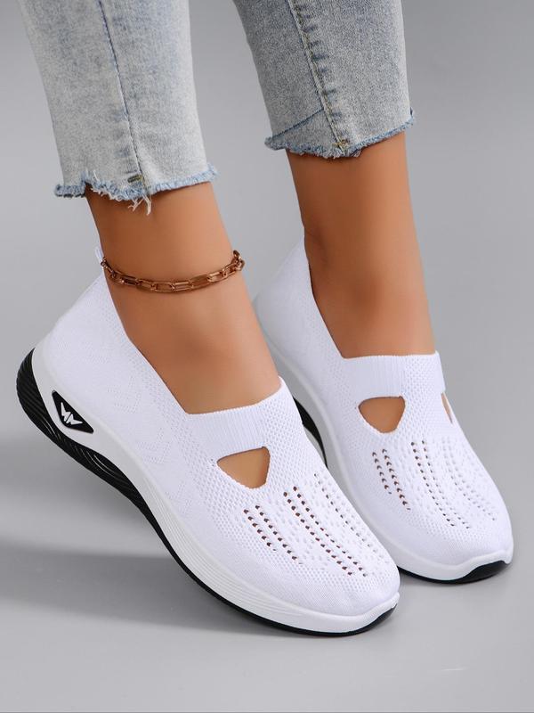 Women's Fashionable Hollow Out Design Slip on Sneakers, Casual Comfortable Breathable Lightweight Mesh Shoes, All-match Commuter Shoes for Work & Daily Wear, Shoes for Summer 2024