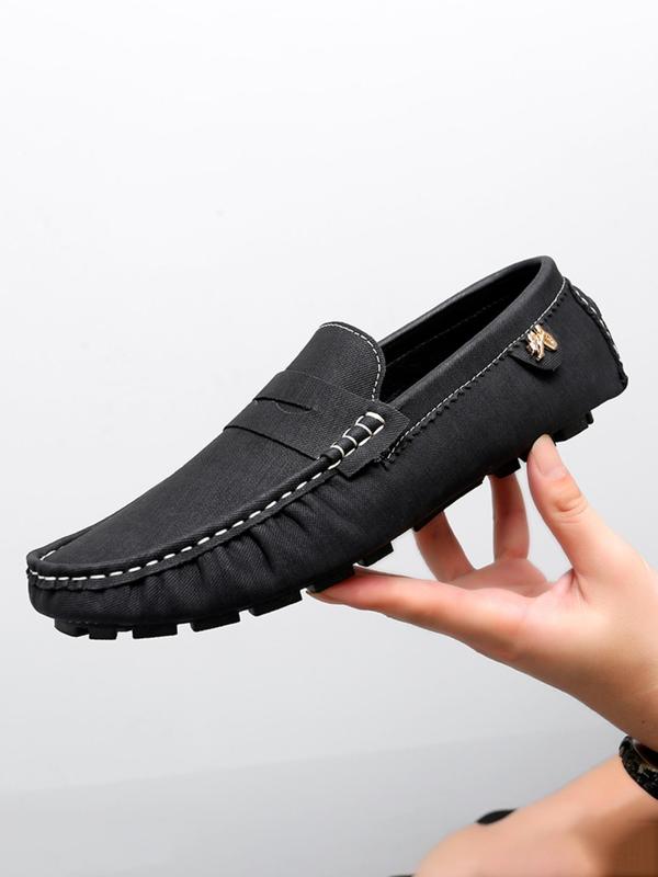 Men's Casual Plain Color Loafers, Fashionable Round Toe Slip-on Shoes for Daily Wear, Lightweight Breathable Comfortable Shoes for Men