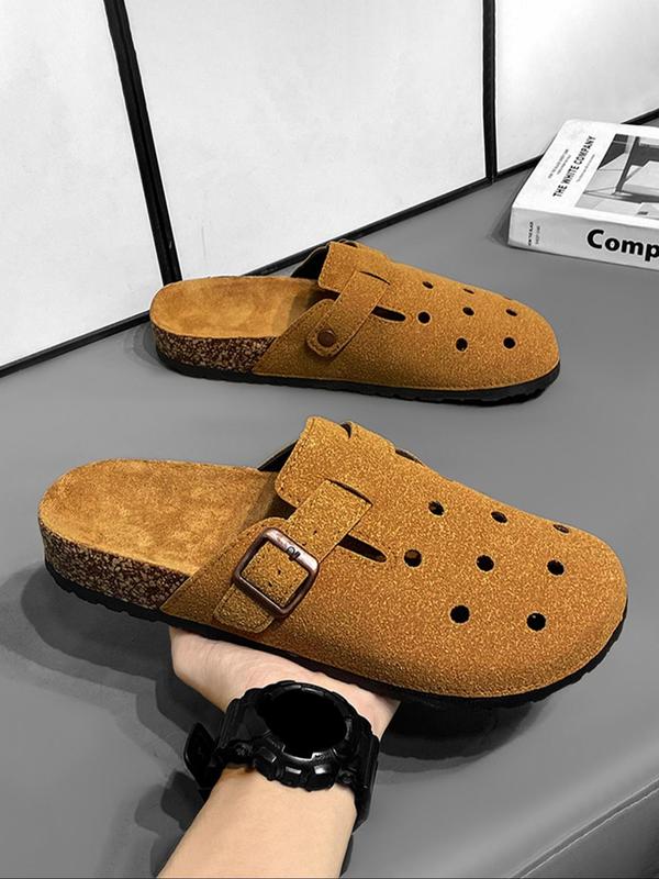 Men's Casual Solid Color Hollow Out Design Slippers, Fashionable Breathable Comfortable Slippers for Indoor Outdoor Wear, Male All-match Round Toe Shoes for Daily Wear