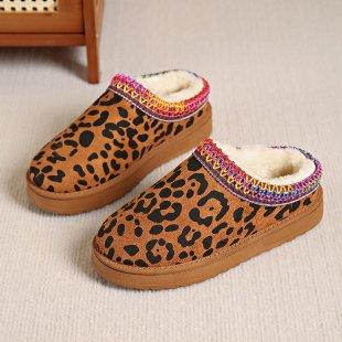 Women's Uggs and fleece-fur warm platform slippers Sponge sole cotton shoes without a heel for women