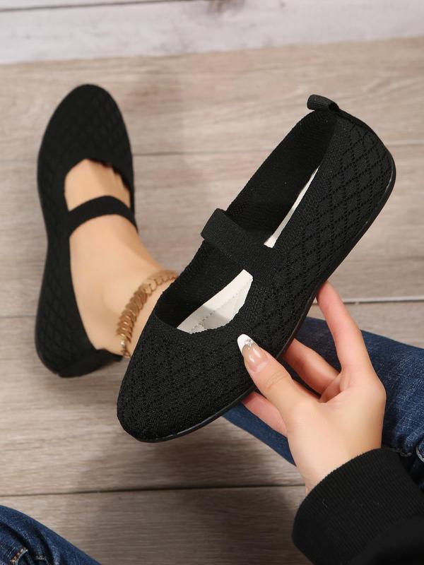 1 Pair Women's Simple Style Plain Color Slip On Flat Shoes, Casual Trendy Comfortable Flat Shoes, Breathable Soft Slip-ons Flat Shoes For Daily Wear