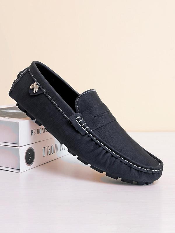 Men's Casual Plain Color Loafers, Fashionable Round Toe Slip-on Shoes for Daily Wear, Lightweight Breathable Comfortable Shoes for Men