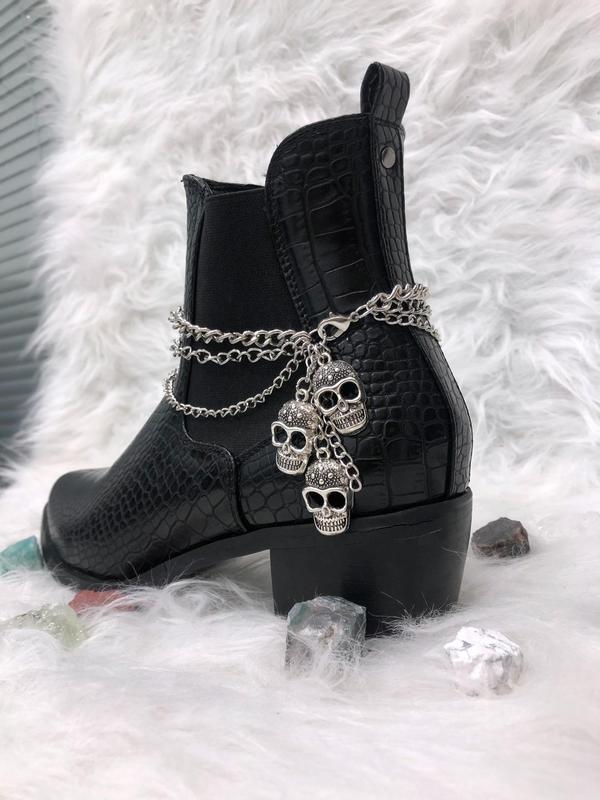 Punk Style Skull Design Layers Shoe Chain, Fashionable Shoes Jewelry for Women & Girls, Trendy All-match & Exquisite Shoes Jewelry for Birthday Gift