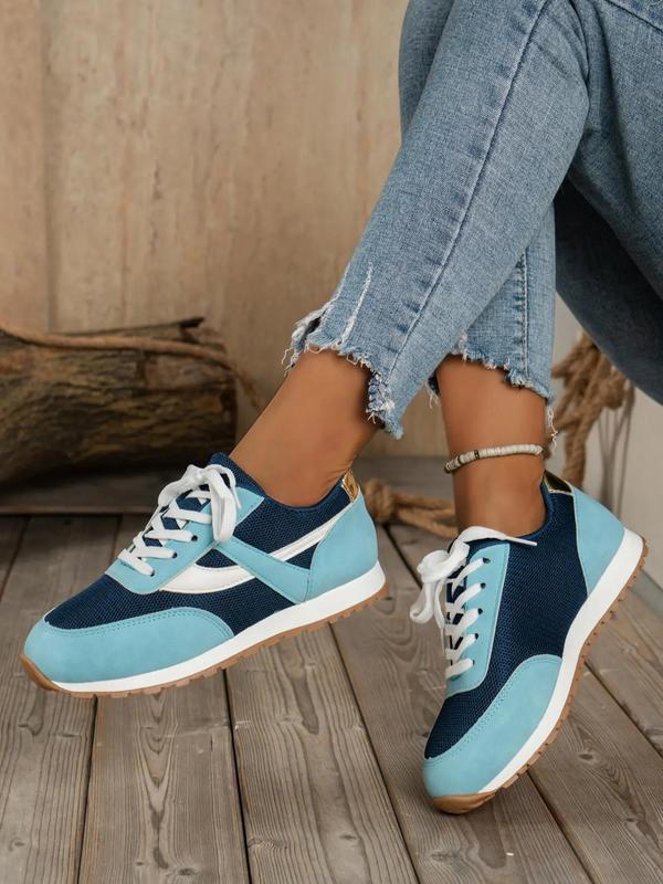 Women's Fashion Colorblock Lace Up Low Top Sneakers, Running Shoes for Women, Casual Comfortable Sports Shoes for Daily Wear, Perfect for Students and Outdoor Sports