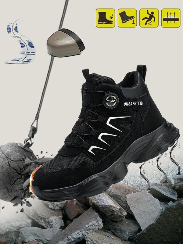 Men's High Top Lace Up Safety Shoes, Casual Waterproof & Anti-smash & Anti-puncture Shoes for Work, Fashionable Shoes for Daily Wear