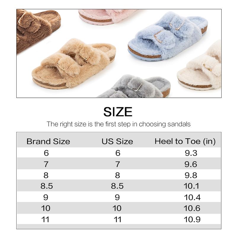 Slippers for Woman, Fuzzy Slippers Comfortable Sole, Adjustable Shoulder Strap Slippers for Women Indoor and Outdoor