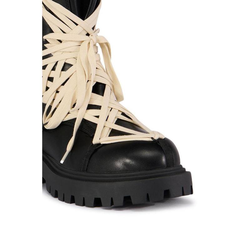 AZALEA WANG ARJUN LACE DETAIL COMBAT BOOTIE IN BLACK ankle boot