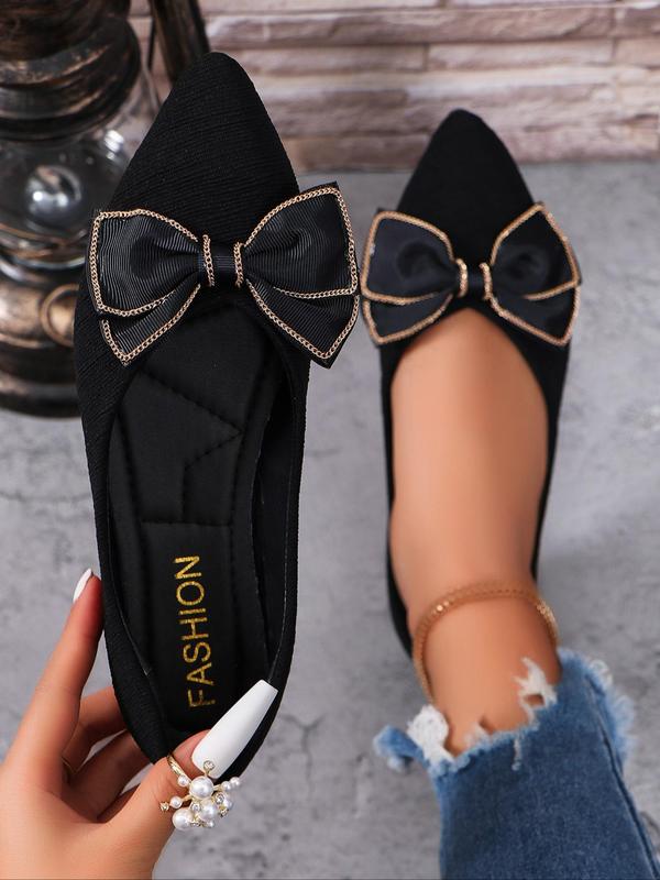 Women's Bow Decorated Slip-on Flats, Fashionable Pointed Toe Flat Shoes for Daily Wear, Lightweight Breathable Comfortable Shoes for Daily Wear