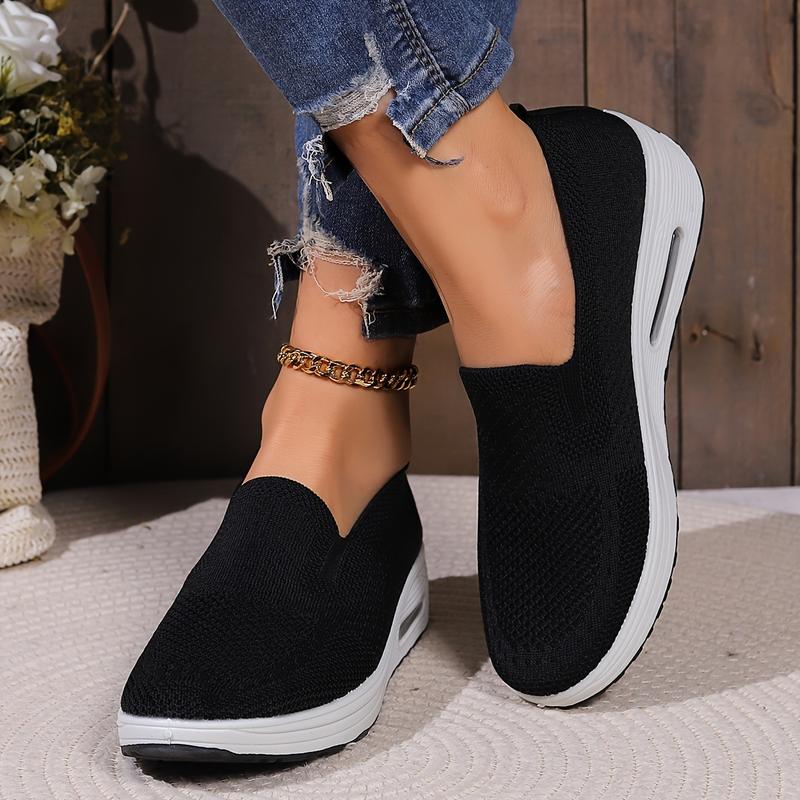 Womens Casual Breathable Sneakers，Slip On Loafers Sports，Mesh Up Stretch Platform Shoes，Walking Light Air Cushion Sneakers