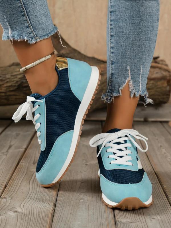 Women's Fashion Colorblock Lace Up Low Top Sneakers, Running Shoes for Women, Casual Comfortable Sports Shoes for Daily Wear, Perfect for Students and Outdoor Sports