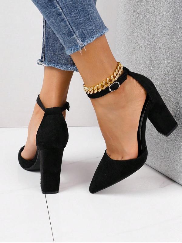 Women's Fashionable Solid Color Pointed Toe High Heel Shoes, Elegant Buckle Design Heels for Party, Daily Clothing Decor for Women & Girls