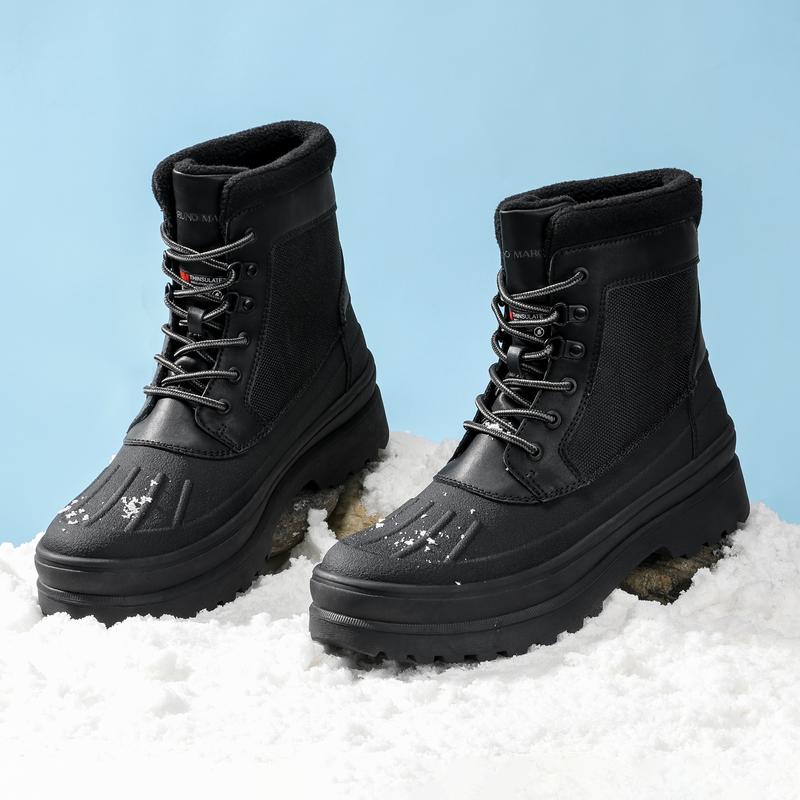 NORTIV8 Men's Winter Boots - Waterproof with Non-Slip Rubber Outsole and Round Toe