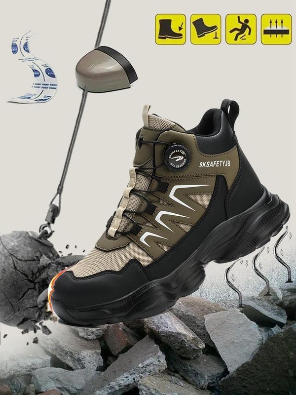 Men's High Top Lace Up Safety Shoes, Casual Waterproof & Anti-smash & Anti-puncture Shoes for Work, Fashionable Shoes for Daily Wear