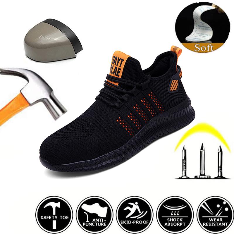 New Fashion Outdoor Men's Work Steel Toe Safety Shoes Breathable Safety Boots Men's Sports Shoes Hiking Shoes Breathable Safety Shoes