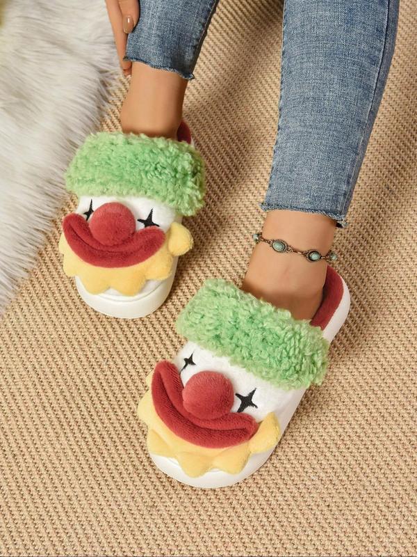 Women's Fashionable Cartoon Clown Design Slippers, Casual Soft Comfortable Home Slippers, Warm Slippers for Indoor & Outdoor Use for Fall & Winter