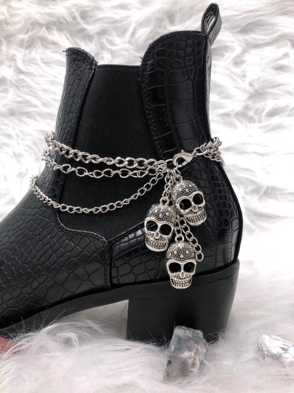 Punk Style Skull Design Layers Shoe Chain, Fashionable Shoes Jewelry for Women & Girls, Trendy All-match & Exquisite Shoes Jewelry for Birthday Gift