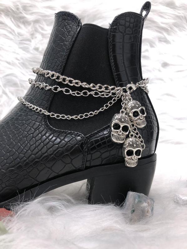 Punk Style Skull Design Layers Shoe Chain, Fashionable Shoes Jewelry for Women & Girls, Trendy All-match & Exquisite Shoes Jewelry for Birthday Gift