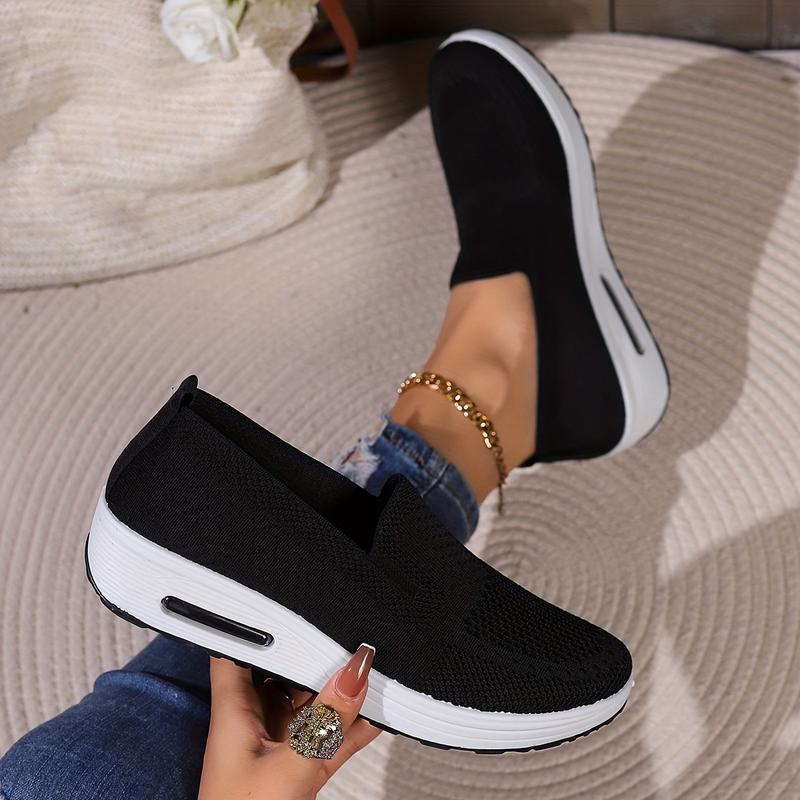 Womens Casual Breathable Sneakers，Slip On Loafers Sports，Mesh Up Stretch Platform Shoes，Walking Light Air Cushion Sneakers