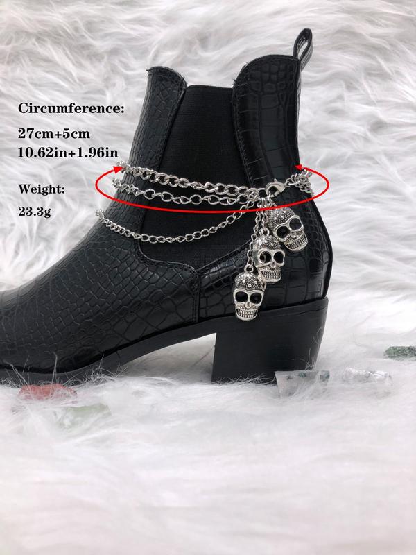 Punk Style Skull Design Layers Shoe Chain, Fashionable Shoes Jewelry for Women & Girls, Trendy All-match & Exquisite Shoes Jewelry for Birthday Gift