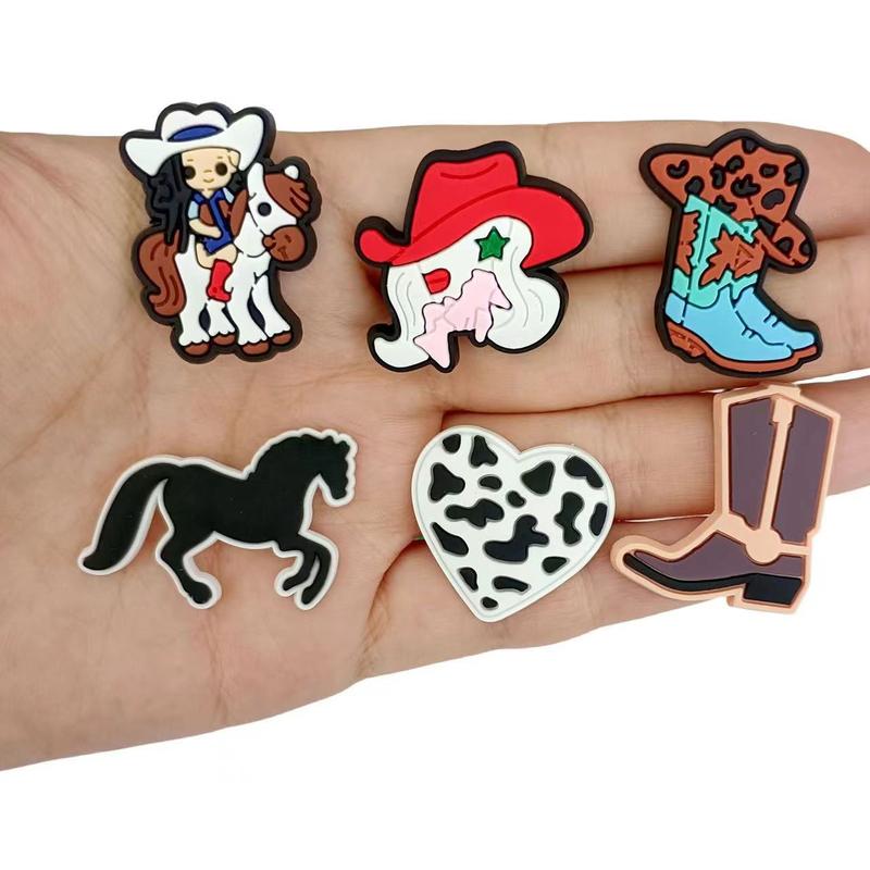 26 PCS Cute Cartoon Cowboy Western Croc Shoe Charms Footwear Decor Water Proof Comfort Bedroom Parent