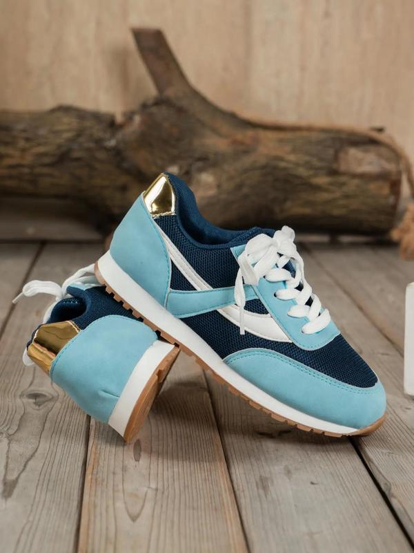 Women's Fashion Colorblock Lace Up Low Top Sneakers, Running Shoes for Women, Casual Comfortable Sports Shoes for Daily Wear, Perfect for Students and Outdoor Sports