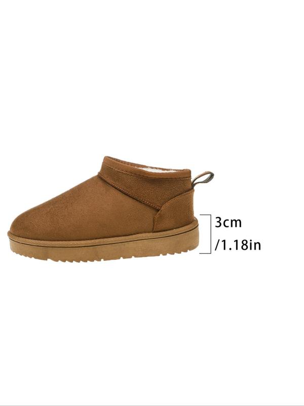 Women's Solid Color Slip on Snow Boots, Casual Comfortable Warm Ankle Snow Boots for Fall & Winter, Female All-match Round Toe Shoes for Daily Wear