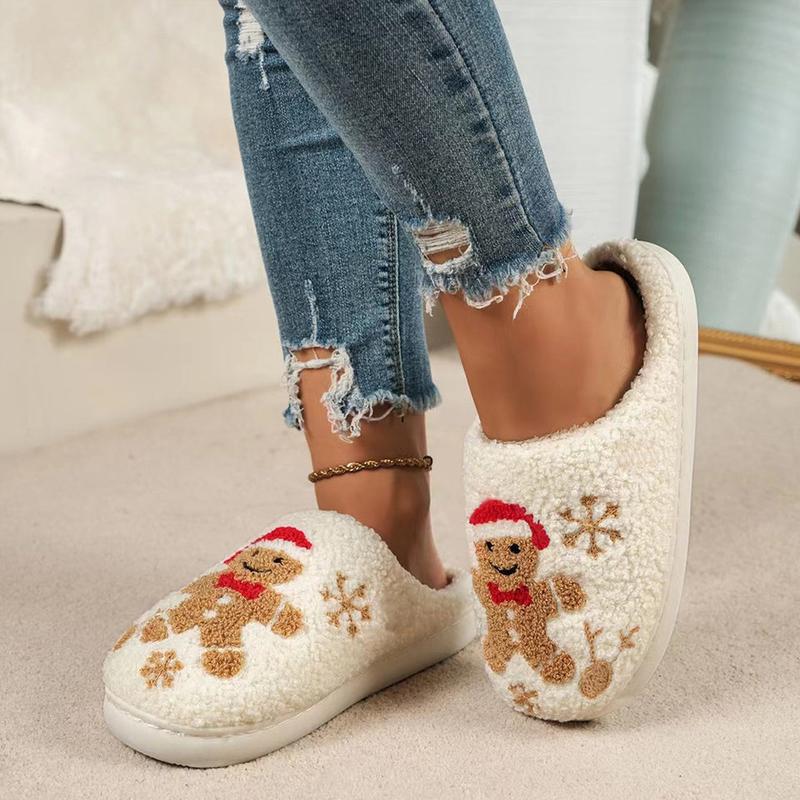 Christmas Gingerbread Man Slippers Fluffy Home Slippers Comfortable Cute Gingerbread Man Slippers Anti Slip for Men Women