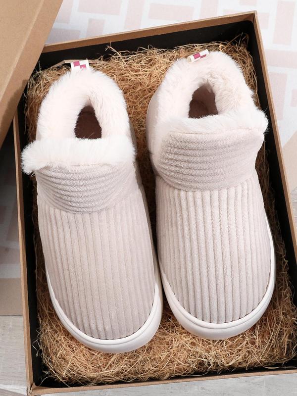 Women's Solid Color Plush Snow Boots, Casual Soft Comfortable Home Slippers, Warm Slippers for Indoor & Outdoor Use for Fall & Winter Designer