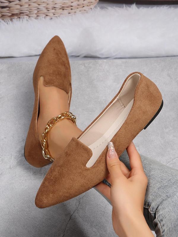 Women's Fashionable Solid Color Pointed Toe Flats, Casual Comfortable Slip-on Flat Shoes, All Match Shoes for Daily Wear