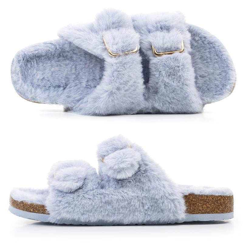 Slippers for Woman, Fuzzy Slippers Comfortable Sole, Adjustable Shoulder Strap Slippers for Women Indoor and Outdoor