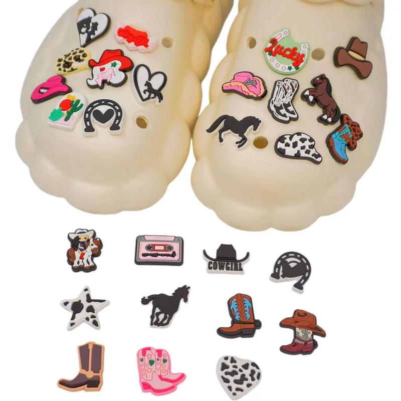 26 PCS Cute Cartoon Cowboy Western Croc Shoe Charms Footwear Decor Water Proof Comfort Bedroom Parent