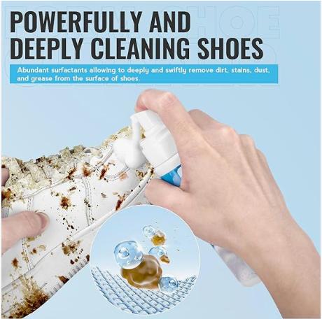 LANBEIDE Shoe Cleaner, Shoe Cleaning Kit-6.76 Oz Sneaker Cleaner with Brush and Towel, White Shoe Cleaner Foam Shoe Cleaner