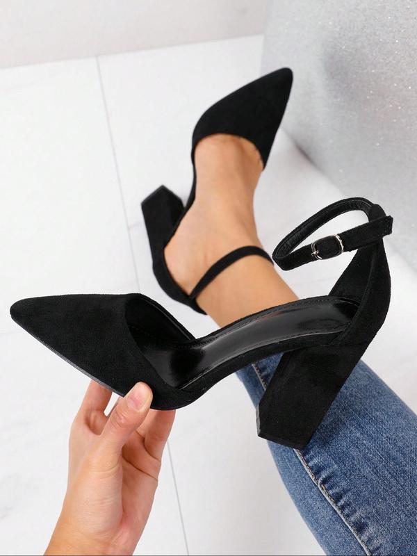 Women's Fashionable Solid Color Pointed Toe High Heel Shoes, Elegant Buckle Design Heels for Party, Daily Clothing Decor for Women & Girls