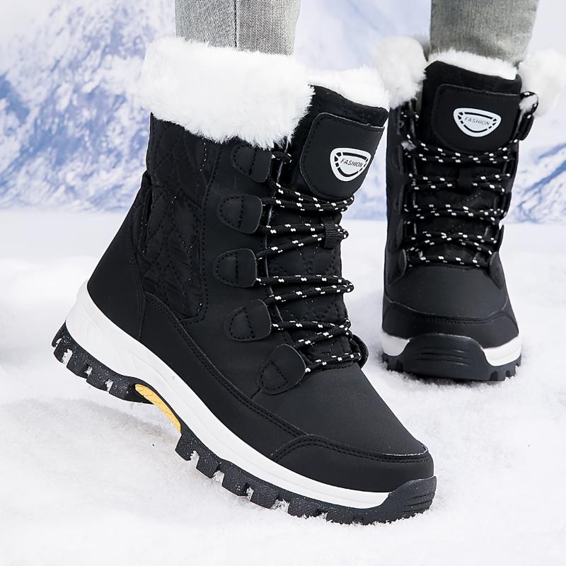 Winter Women's Outdoor Snow Boots, Anti-cold Warm Padded High Top Cotton Boots, Non-slip Comfortable Hiking Boots