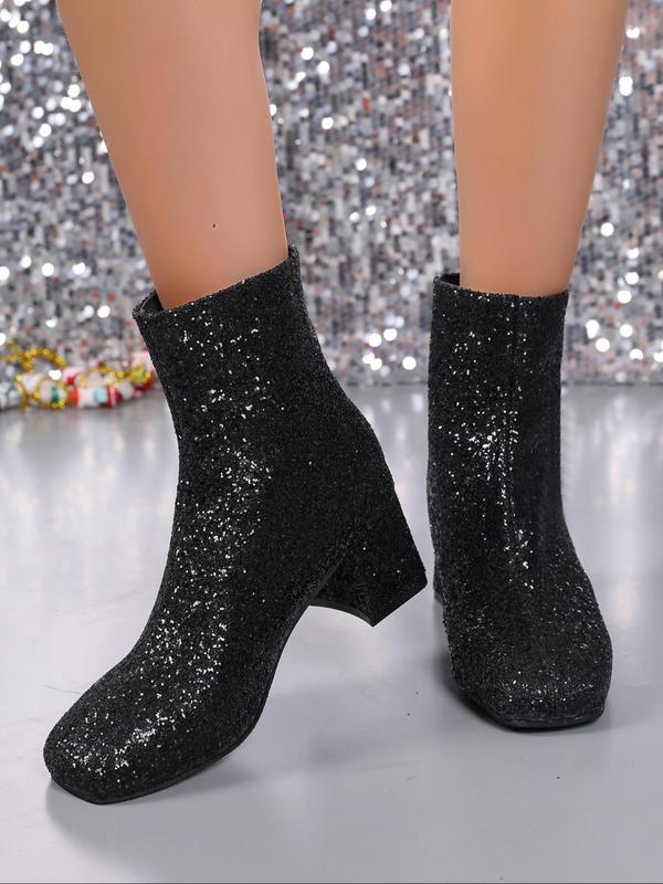 Women's Fashionable Glitter Sequin Design Boots, Casual Comfortable Boots for Outdoor Activities, Trendy All-match Boots for Daily Wear