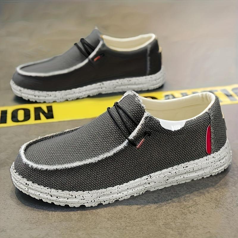 Plus Size Men's Slip-On Canvas Loafers, Breathable Non-Slip Casual Sneakers for Men's Outdoor Activities Footwear Shoe