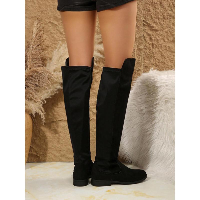 2024 Autumn Winter New Arrival Side Zipper Women Flat Boots, Tall Shaft Elastic Lycra Stretch Expandable Shaft Over-The-Knee Boots