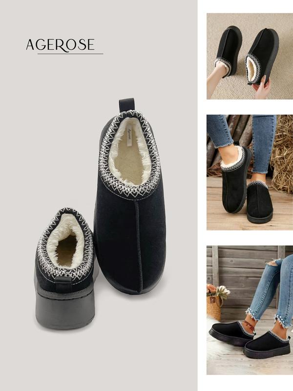 agerose-[Fall New Arrivals] Women's Mini Platform Boots with Fluffy Fur Lining Short Ankle for Winter,Casual Comfortable Ankle Boots for Fall & Winter, Fluffy Plush Lined Shoes for Indoor & Outdoor