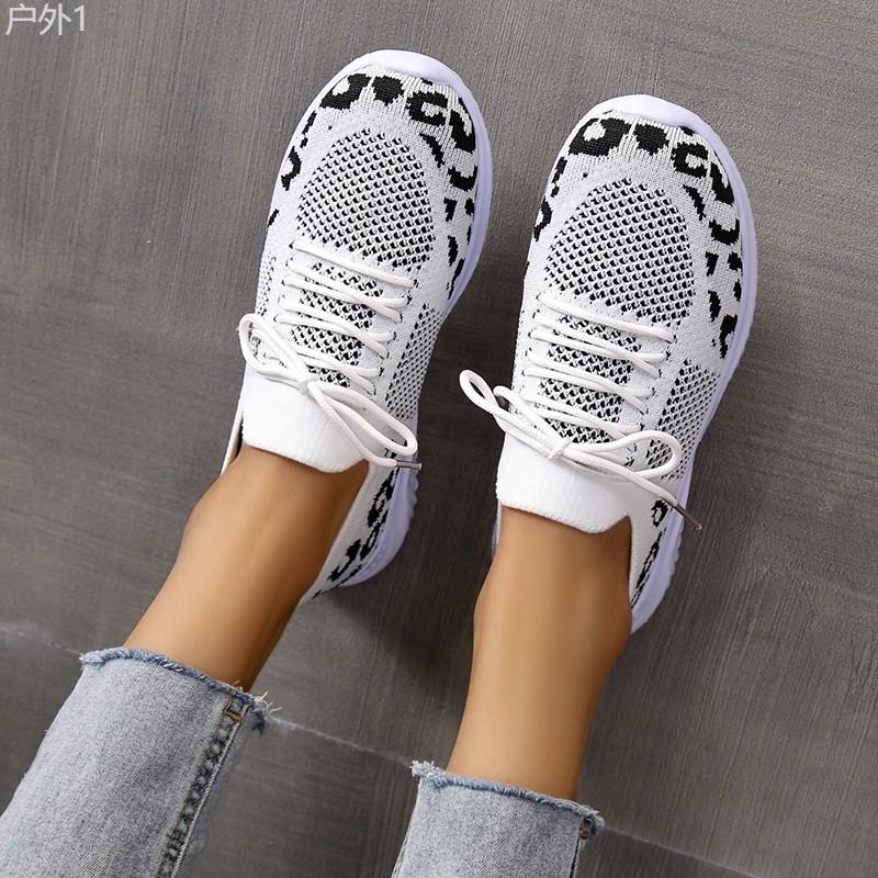 Women's Breathable & Lightweight Sneakers, Leopard Pattern Lace-up Running Shoes, Women's Footwear Casual Runner