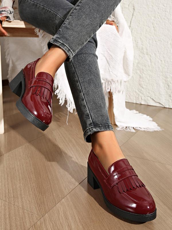 Women's Fashionable Plain Color Loafers, Casual Comfortable Thick Sole Slip on Shoes for Daily Wear, All-match Commuter Shoes for Work